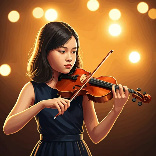 Nữ học viên biểu diễn violin trong buổi recital